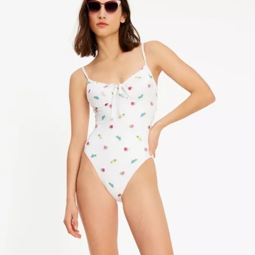 New Nwot Kate Spade Sea Garden Embroidered 1-Piece Swimsuit Size L $132 Retail